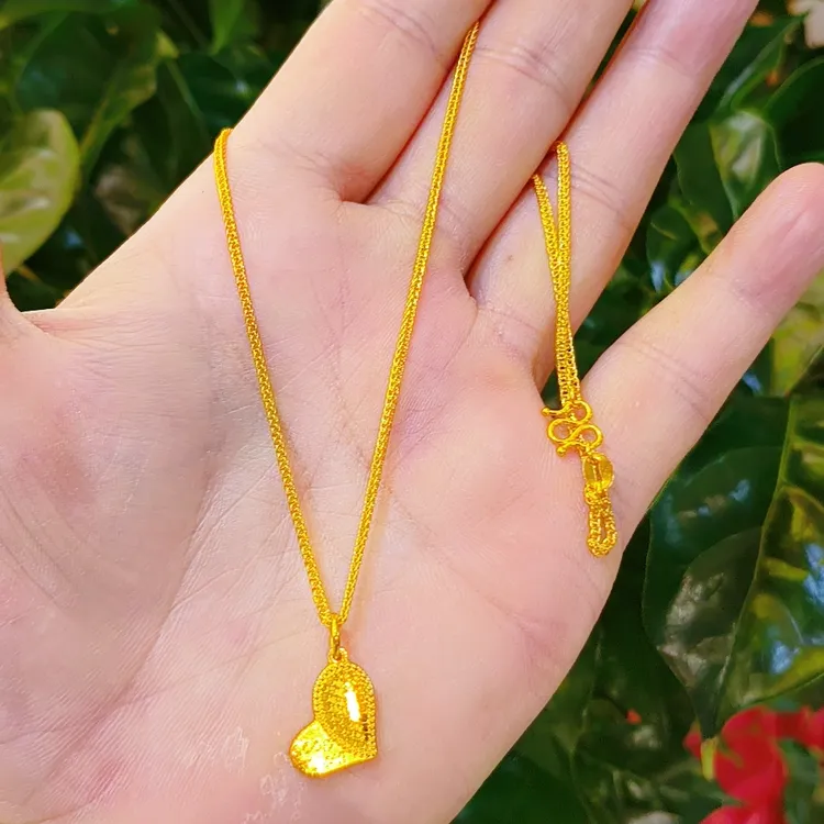 铜合金项链 yurak zanjir爱心绕线心形设计精美首饰金色女士饰品