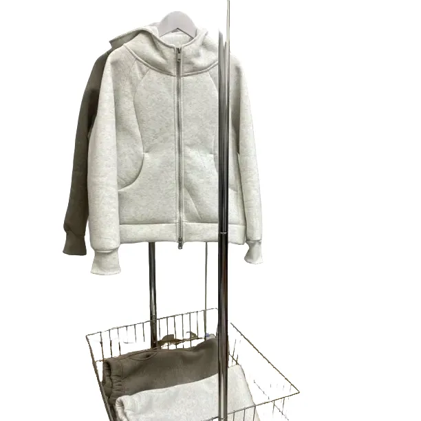 Lu（特供彩棉）连帽卫衣外套女奥粒绒超厚保暖显瘦开衫上衣绒衫