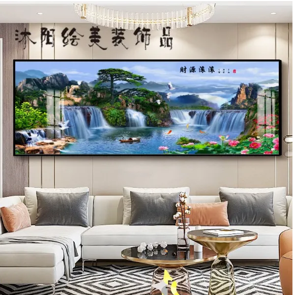 【财源滚滚】客厅沙发背景办公室立体晶瓷镶挂画靠山图挂画高档