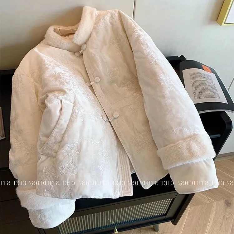 新中式立领轻奢风棉服女秋冬季复古气质国风保暖清冷禅意气质外套