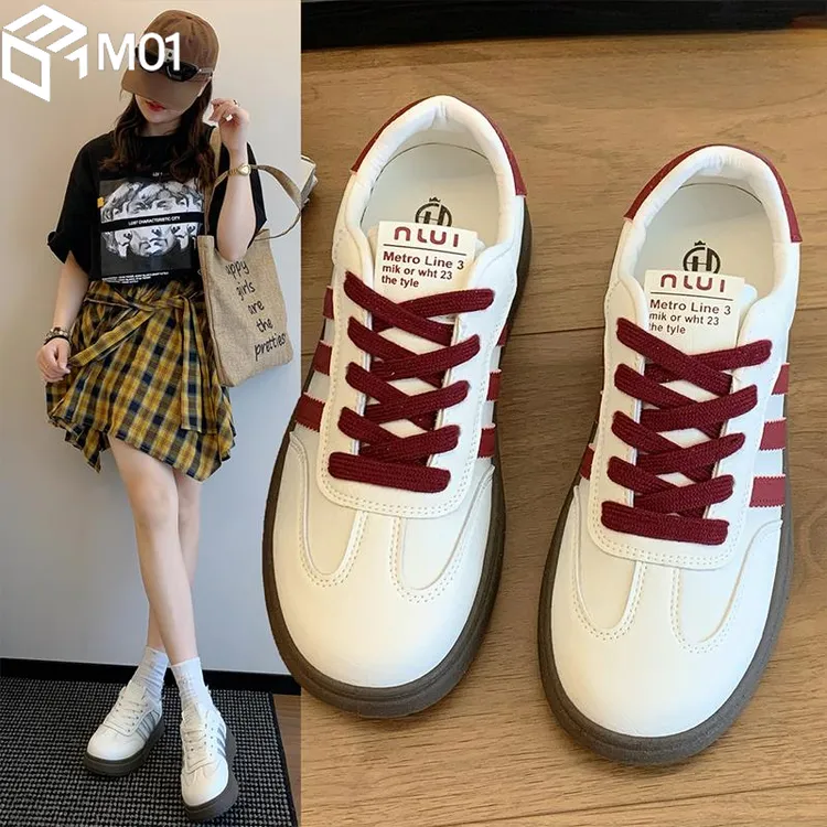M01厚底德训小白鞋女薄款透气夏季2025新款配裙子休闲运动老爹鞋
