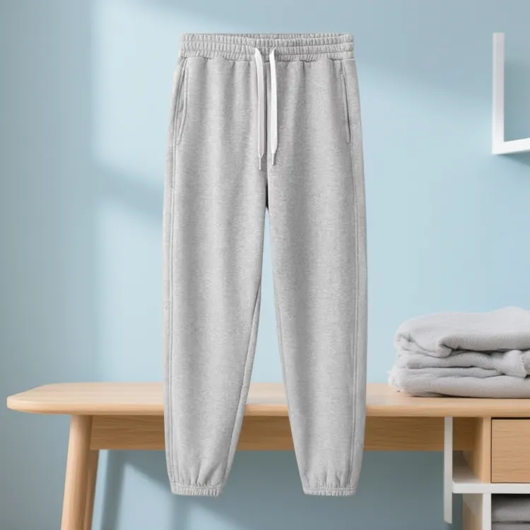 美式重磅400g运动加绒卫裤男士秋冬款加绒加厚斜纹休闲厚实裤子灰