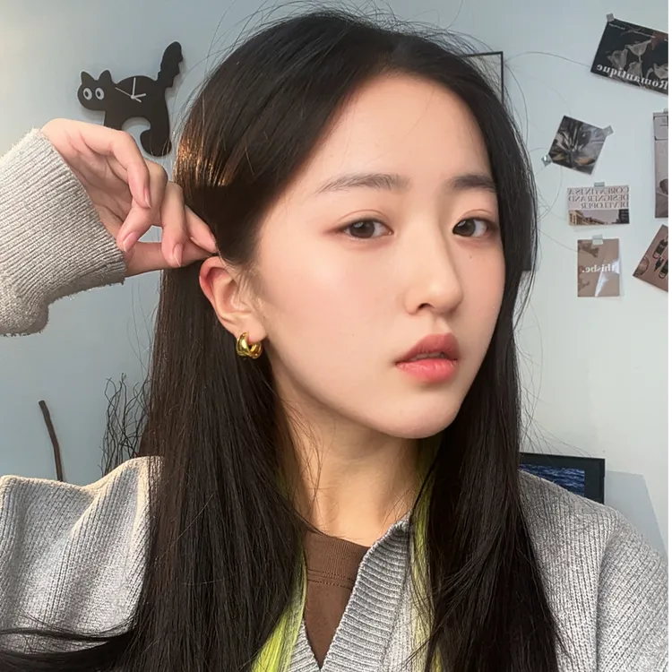 合金耳饰 【金月轮】高级感金属水滴耳环气质圈圈时尚耳扣ins