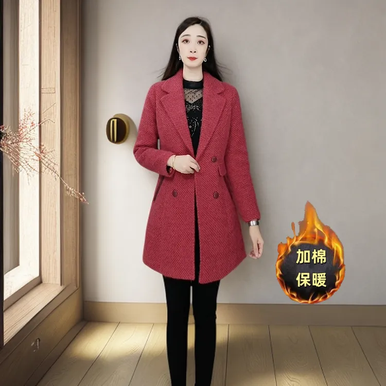 8837毛呢外套女秋冬新款小个子中长款气质时尚呢子大衣高级感