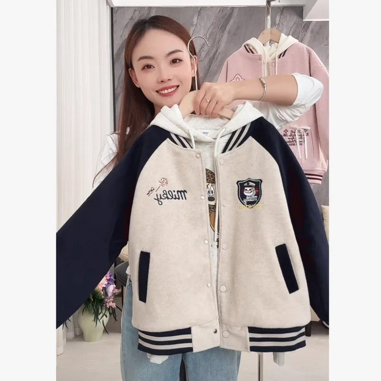 【秋冬必备】女童外套秋冬款2025新款夹棉呢子儿童冬装棒球服
