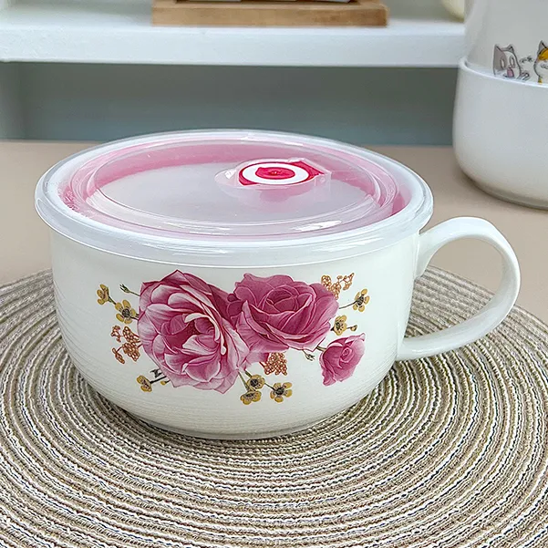 微波炉加热专用碗陶瓷碗带盖上班族碗密封带饭盒保鲜盒大号