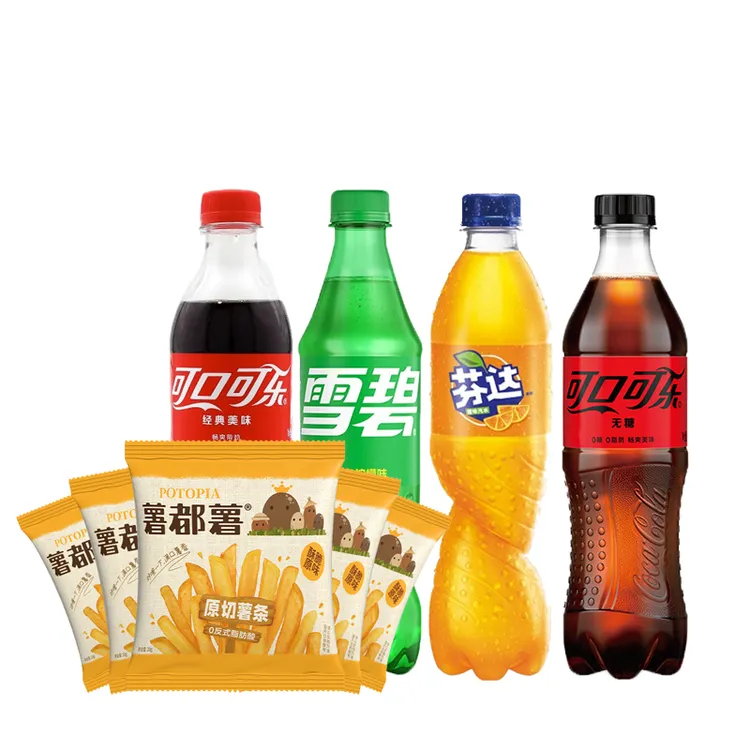 无糖可口可乐碳酸饮料汽水500ml*10瓶+薯片组合装 新老包装随机发