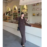 珩绣法式慵懒风秋冬新款翻领针织开衫上衣+毛衣半身裙两件套MX819