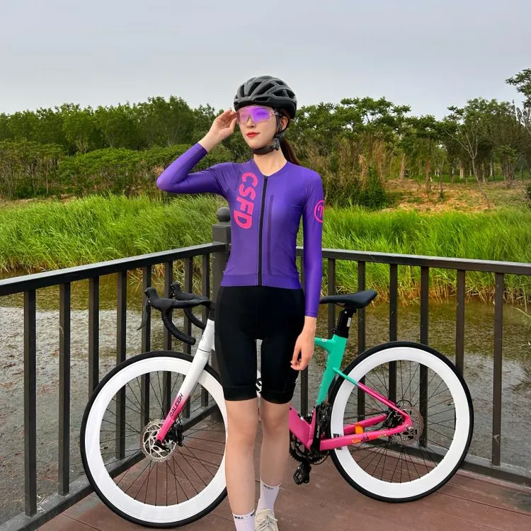 CSFD 夏季速干弹力骑行服男女款透气公路车骑行服长短袖上衣