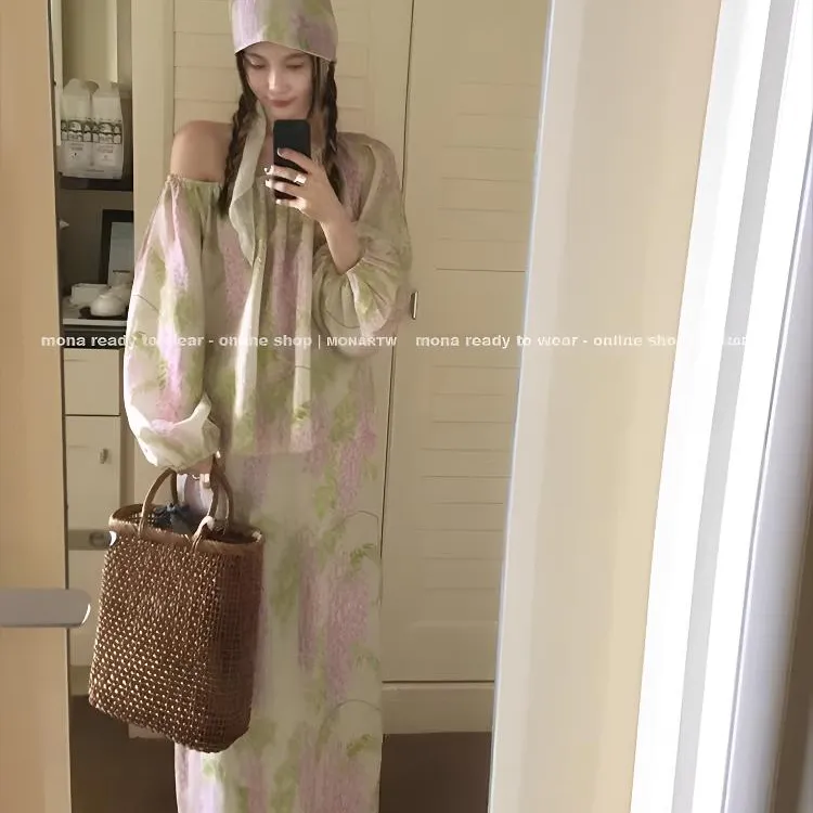 MONA 苎麻天丝 气质印花宽松时尚上衣中腰半身裙套装2025夏季新款