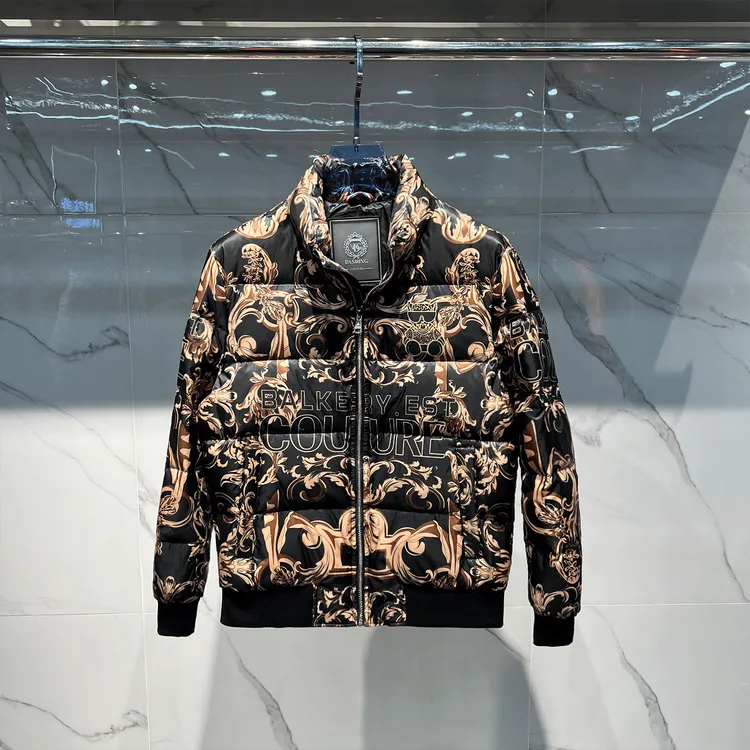 轻奢立领印花羽绒服男士修身保暖帅气外套冬季时尚潮牌网红同款酷