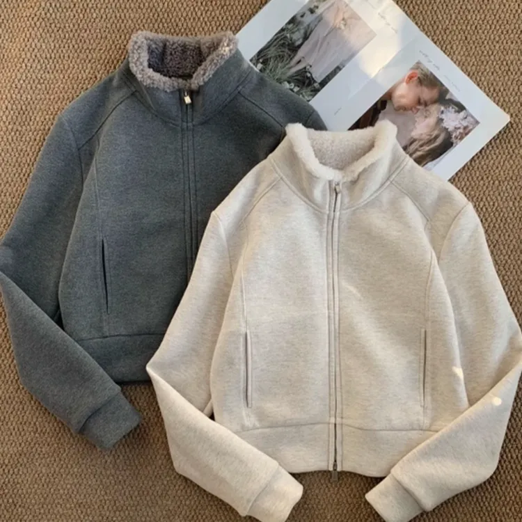 爆款立领高级感卫衣短外套女装2025秋冬时尚超好看叠穿打底开衫潮