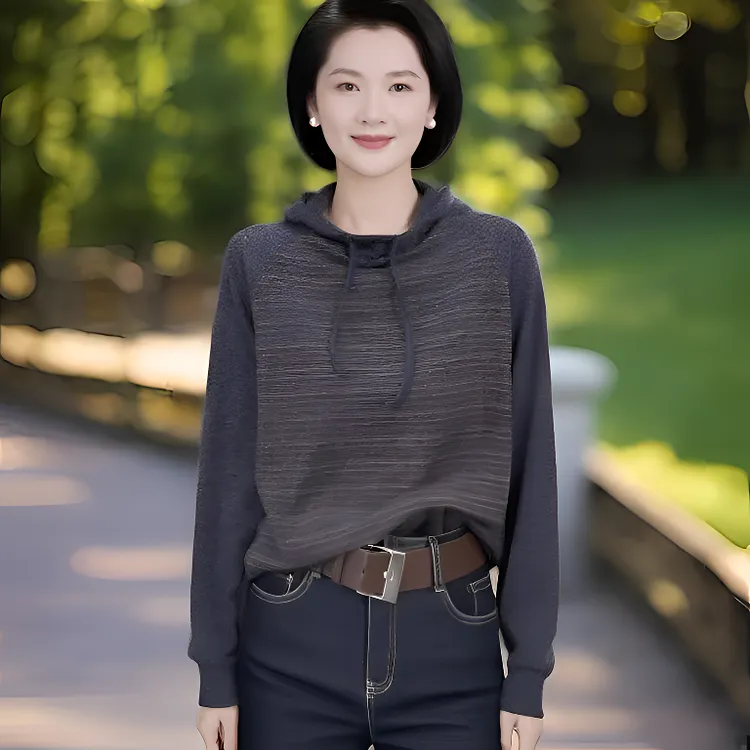 百搭减龄条纹连帽T恤显瘦上衣