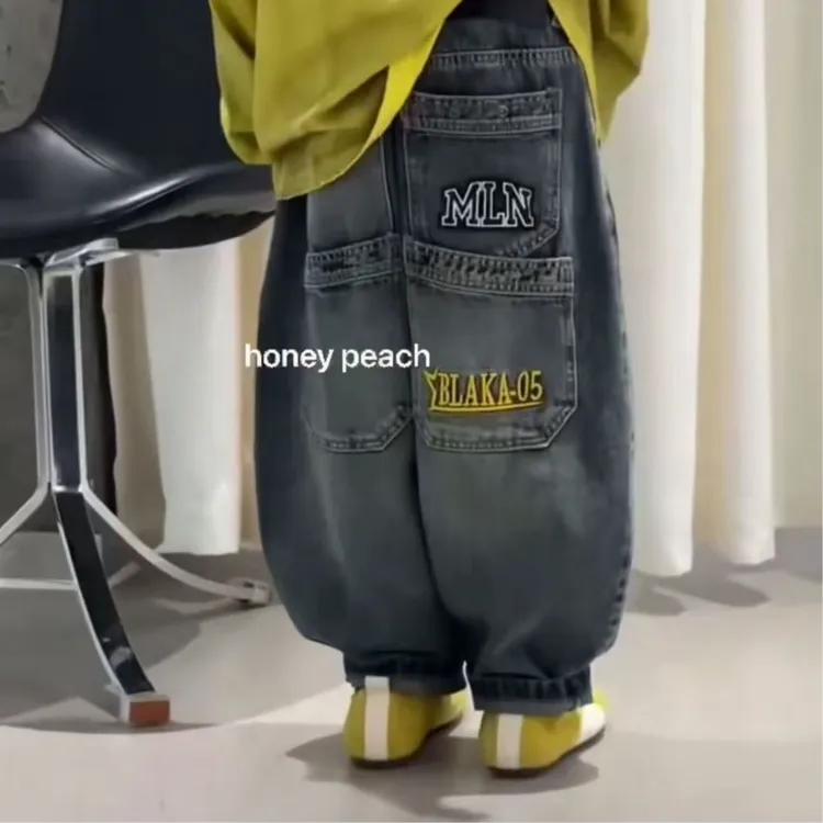 破价【酷拽】Q2701男童牛仔裤秋款贴标韩版痞帅男孩新款韩版长裤