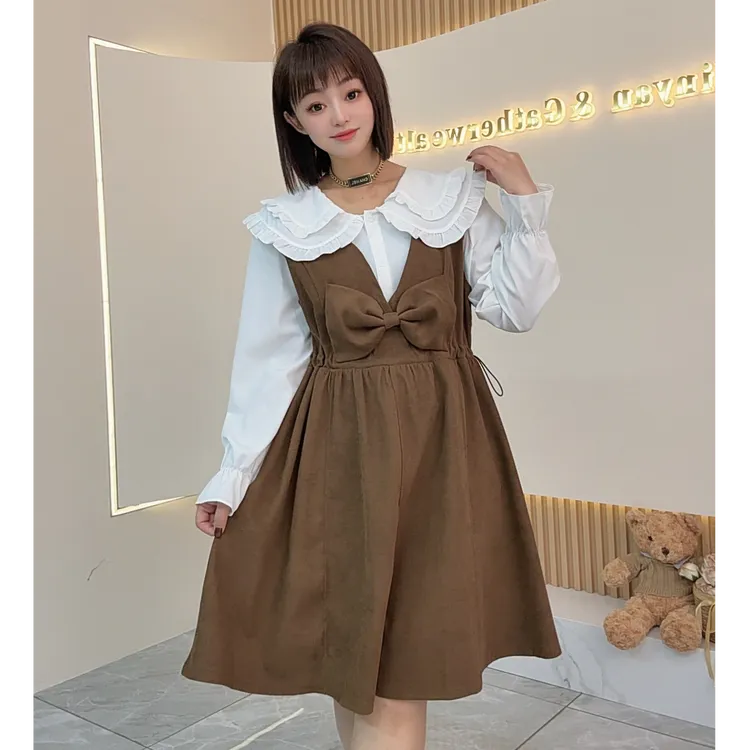 【鑫焱甄选】时尚减龄秋季裙子气质时尚套装学院风秋装娃娃领显瘦