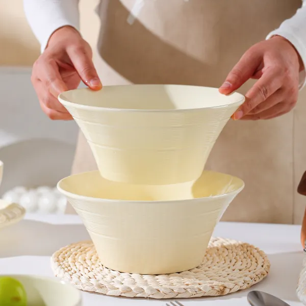 瓷县令8英寸简约奶黄黄丝路汤碗陶瓷防烫家用陶瓷餐具欧式