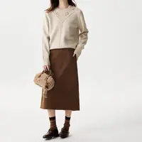 秋季复古显瘦半身裙休闲百搭高腰显瘦舒适中长裙女272