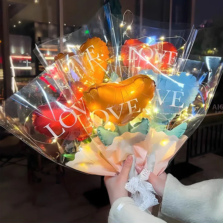 映菲寻七夕情人节爱心铝膜气球花束求婚表白场景装饰氛围布置拍照