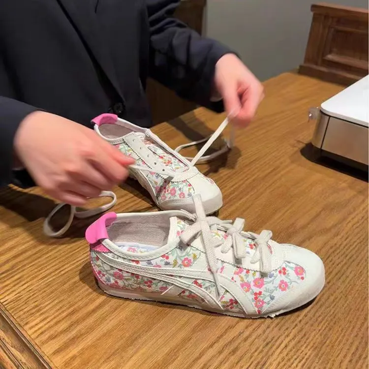 小众复古碎花阿甘德训鞋女2025年新款平底内增高百搭休闲运动板鞋