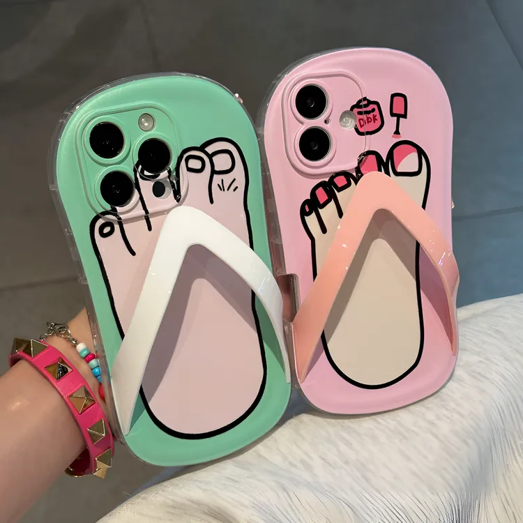 搞怪大脚拖鞋适用iPhone15/16promax拖鞋11手机壳14苹果13/12全包