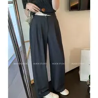高腰显瘦垂感休闲西装裤小个子女秋宽松直筒长裤2501