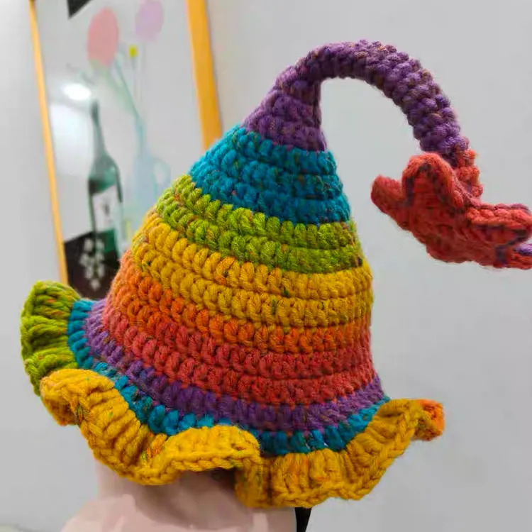 （非成品）手编8股毛精灵帽专用毛线手工diy钩针编织围巾帽子粗毛