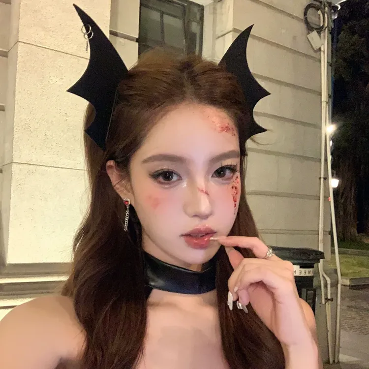 万圣节cos小恶魔蝴蝶结发夹头饰装饰搞怪道具立体顶夹Lolita发饰