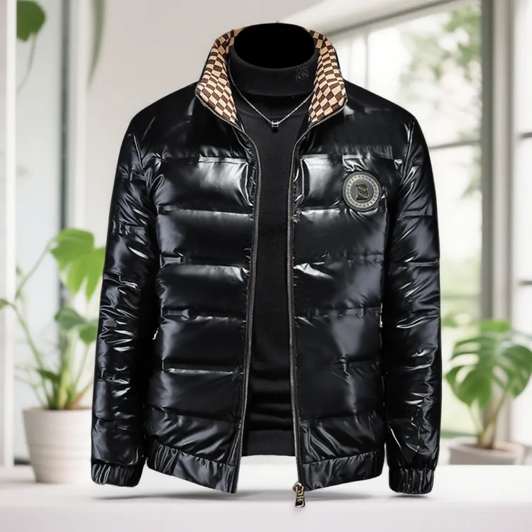 娜罗普西时尚休闲白鸭绒羽绒服男士亮面外套加厚潮流冬季新款轻薄