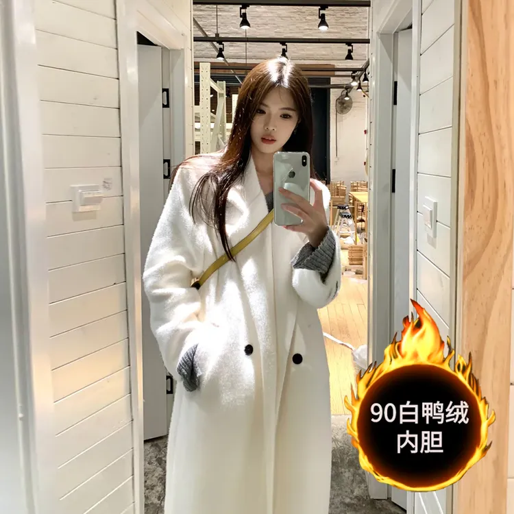 2025冬季羽绒服内胆水貂绒毛呢外套女炸街经典加厚高档次呢子大衣