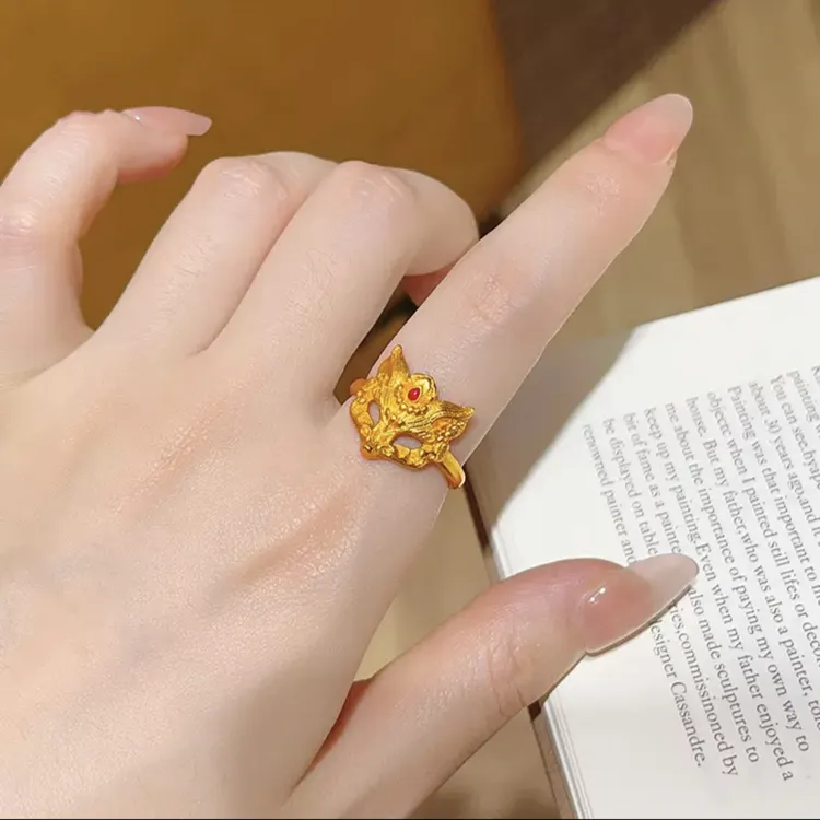 铜合金戒指 新中式狐狸面具时尚百搭复古轻奢时尚叠戴戒指