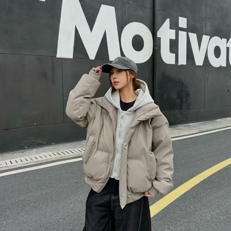 TRTNAN 【运费补贴+次日发】美式连帽假两件棉服男女款保暖冬季外套