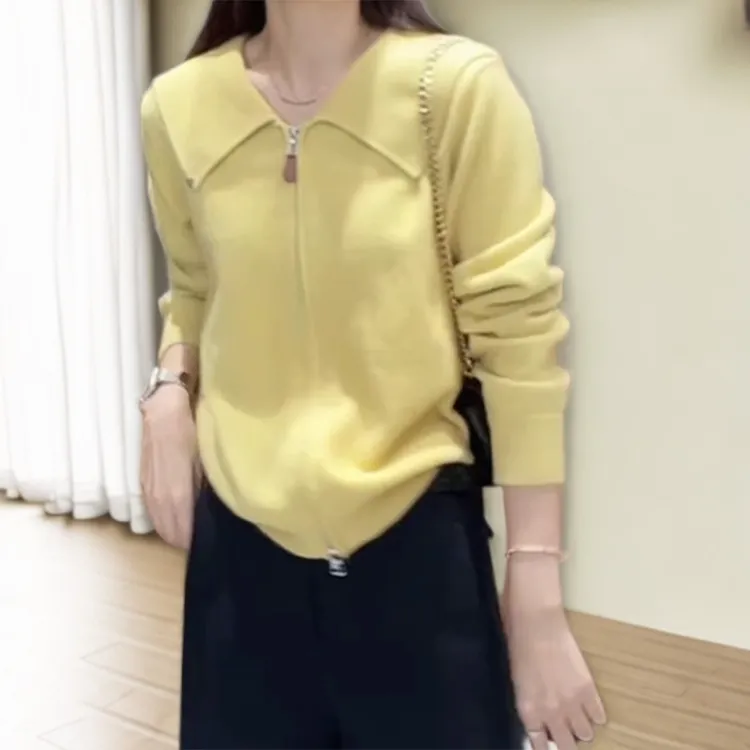 2025秋季翻领休闲拉链减龄显瘦针织开衫C6319