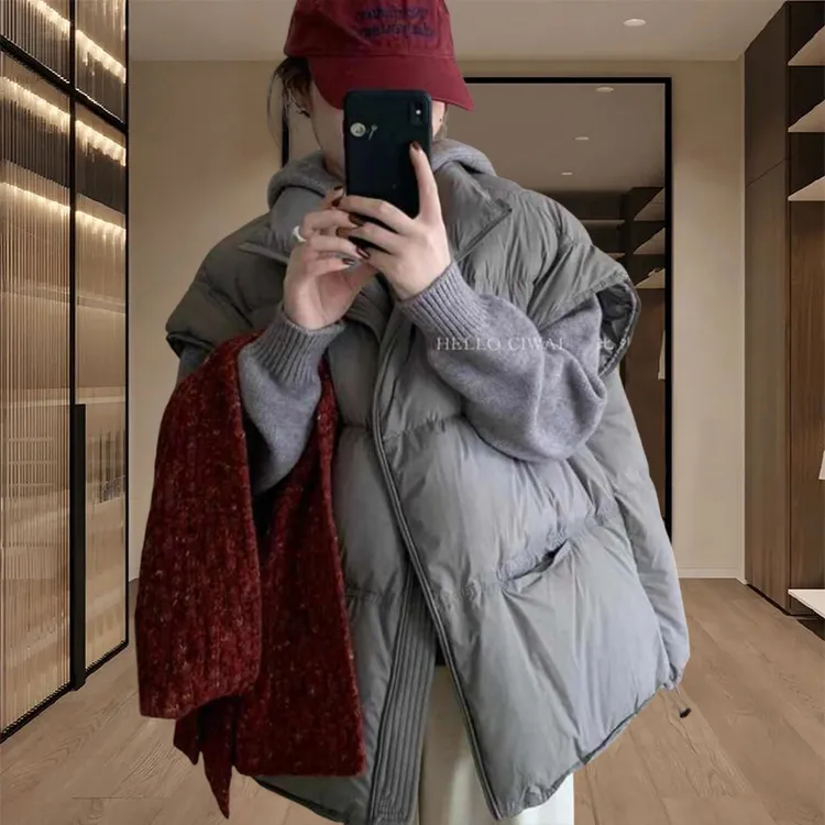 2025秋冬季新款女士韩系休闲加厚棉服马甲宽松保暖坎肩马夹外套