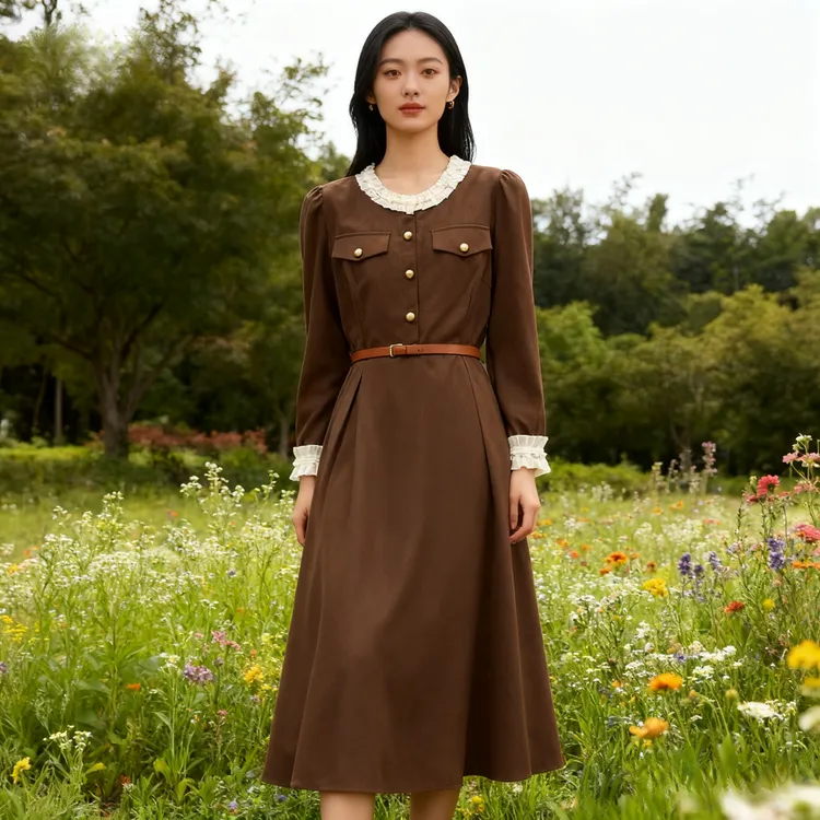 3485#【微瑕】法式赫本小香风新款显瘦修身气质秋冬时尚连衣裙高贵