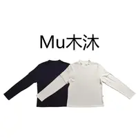 Mu木沐♠新品磨毛假两件字母下摆打底T恤