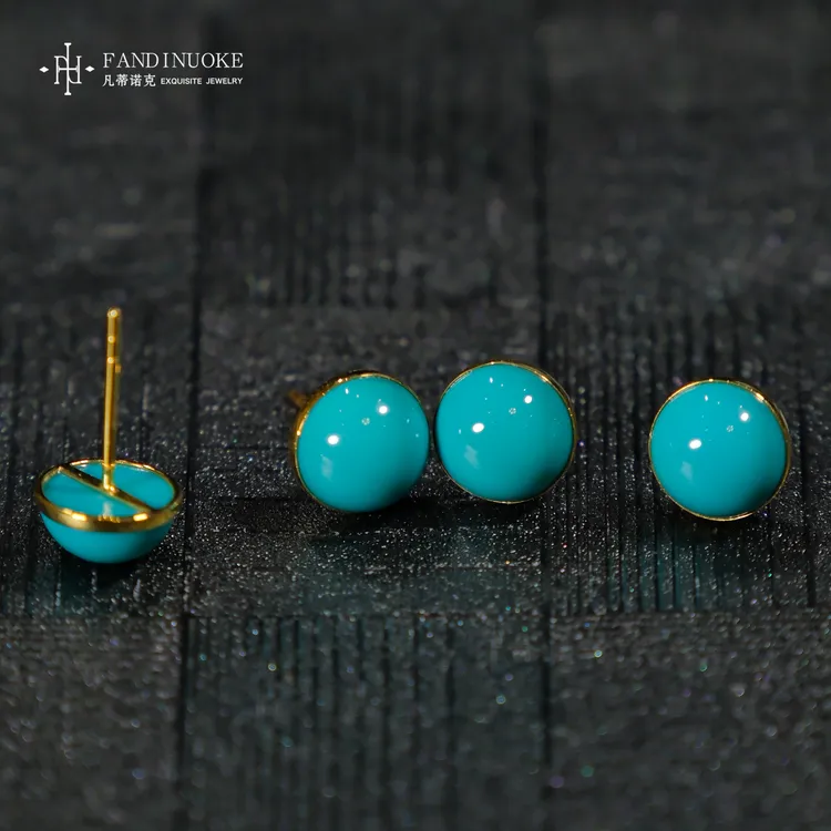 【加加专属】18  MJ53735-18k金绿松石耳钉-多样性发一件-8mm