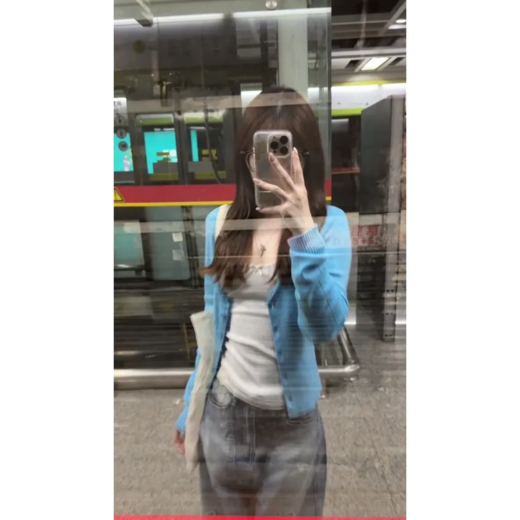 节奏曲开春设计感蓝色针织开衫吊带外套女独特花边上衣牛仔裤套装