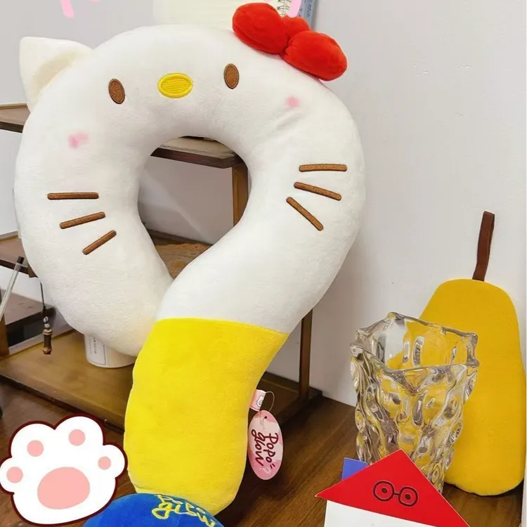 创意问号颈枕旅途u型枕kitty猫居家沙发抱枕夏季午睡枕腰背靠枕