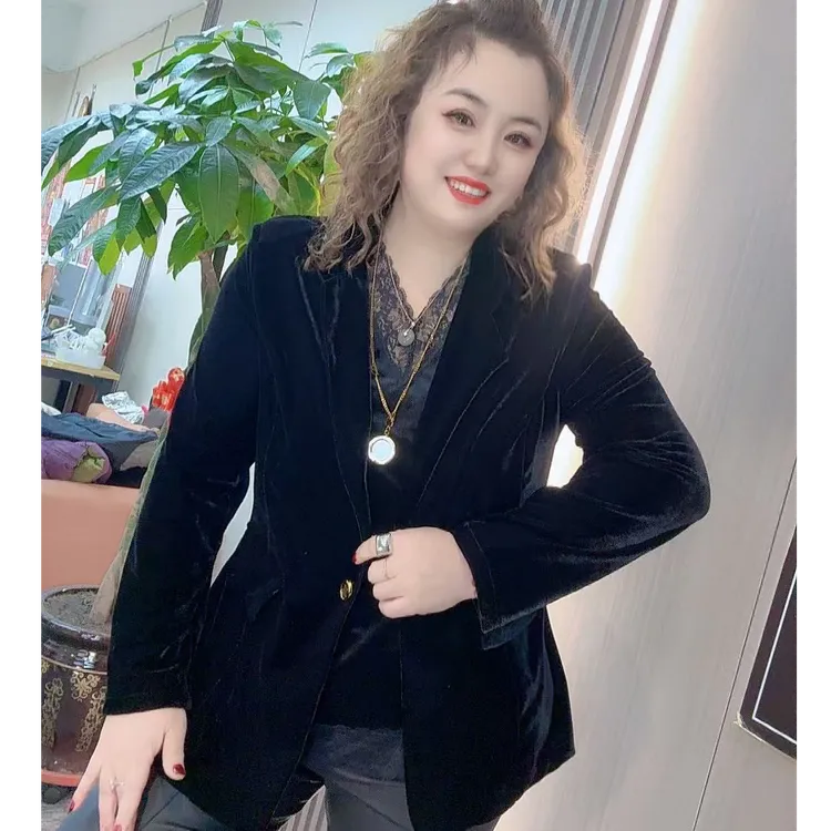 0812（丹姐家）早秋款里侧包边丝绒西装外套修身显瘦上衣气质西服潮