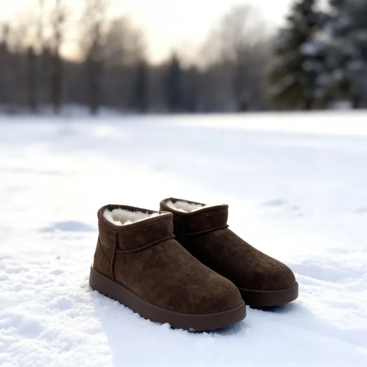 冬季牛皮雪地靴女士加绒保暖时尚大棉鞋休闲百搭加厚真皮秋冬防滑