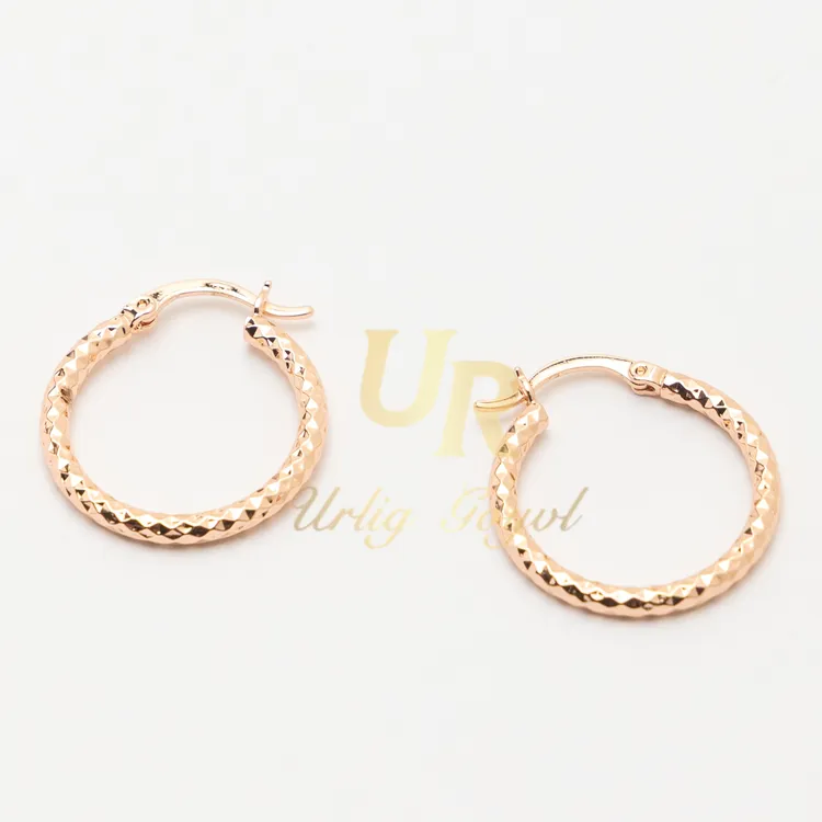 合金耳饰 UR【顺丰包邮-无运费险】菱格摩登中圈 玫瑰金色民族耳饰