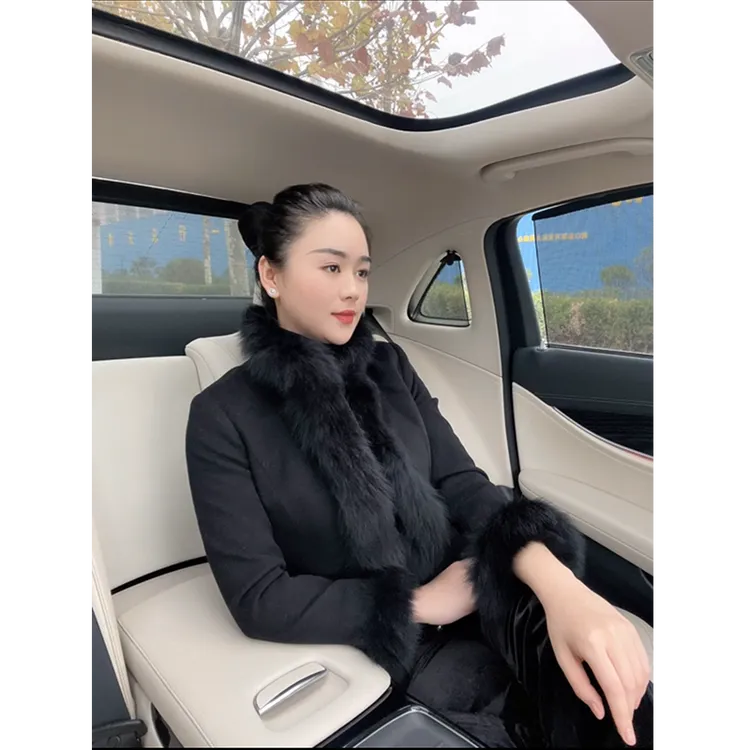 【孟孟优选推荐】4115毛呢外套女秋冬复古高级感狐狸毛领羊毛上衣