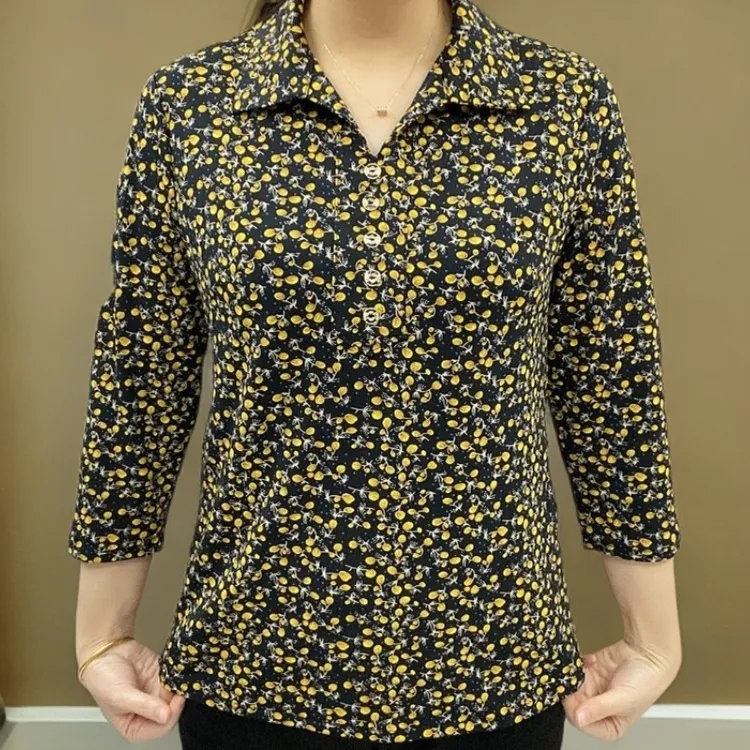 中老年妈妈装夏季2025大码新款复古洋气设计感七分袖气质小衫女装