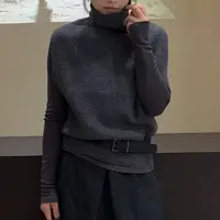 【格子家】秋冬百搭深花灰高领马甲B381