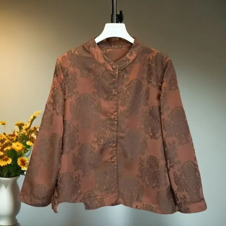 731【花容】新中式秋季新款刻丝提花复古时尚休闲百搭立领长袖外套