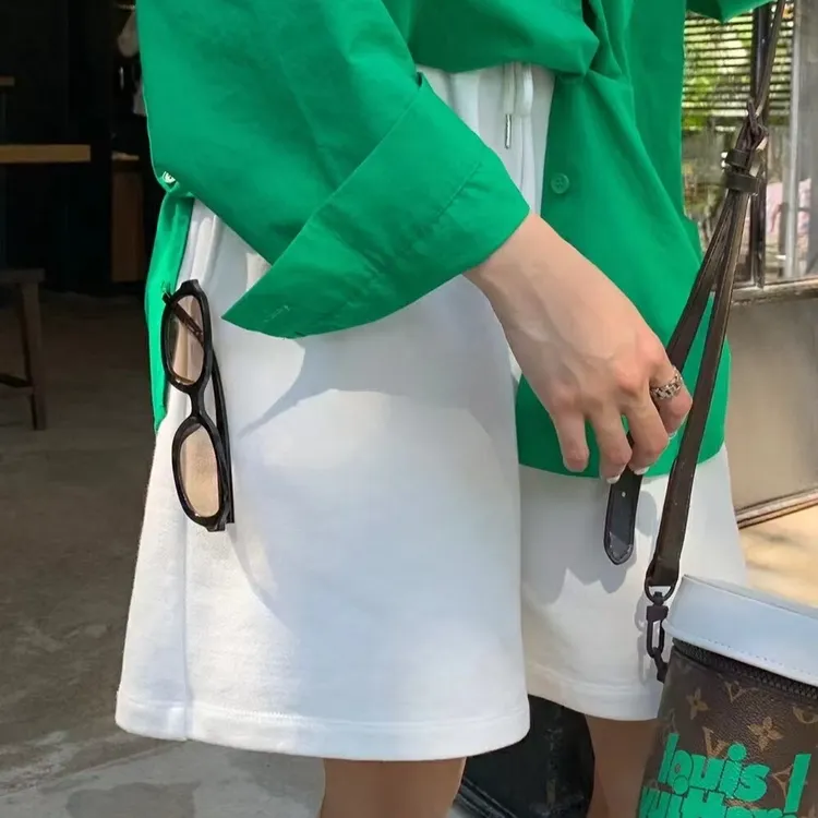 简约百搭基础抽绳腰头橡筋休闲短裤