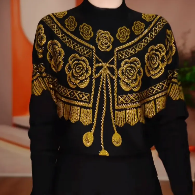 冬季气质时尚高端宽松休闲龄领针织宽松保暖妈妈新款潮流休闲毛衣