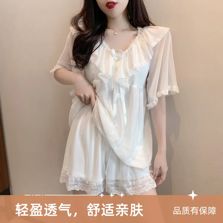 带胸垫睡衣女款爆款2025新款纯欲风夏天莫代尔冰丝短袖短裤家居服