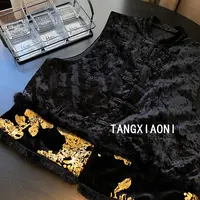 2店 订单出 【黑金玲珑】拼接重磅丝绒马甲