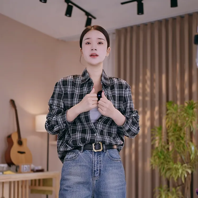 EMMA WINI正肩款奢品磨毛厚款秋冬季格子衬衣女修身衬衫格子衬衫